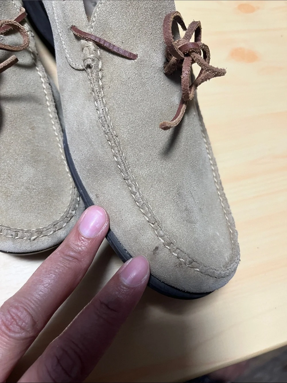 Cole Haan Country Suede Women Size 10 B Moc Toe Driving Shoes Beige Old Money